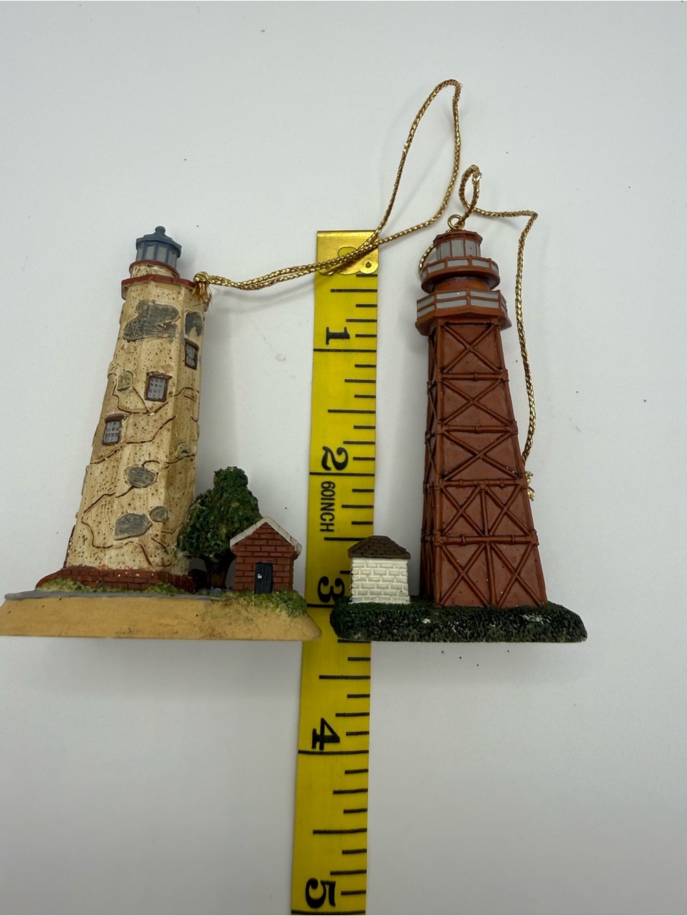 Vintage Lefton Lighthouse Christmas Ornaments Bald Head NC & Sanibel FL - Picture 4 of 5